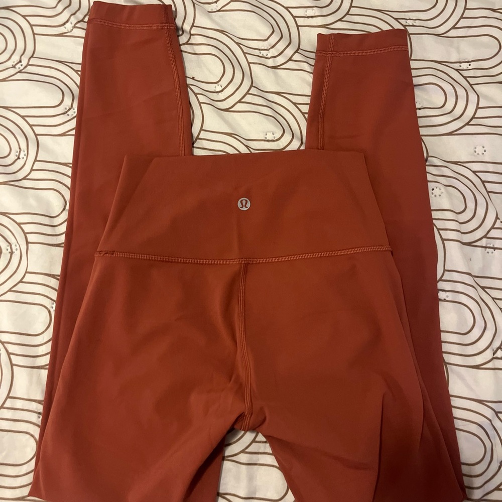 Lululemon wunder under orange pink Rust Leggings